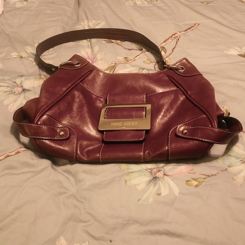 Nine West Red leather shoulder bag.
